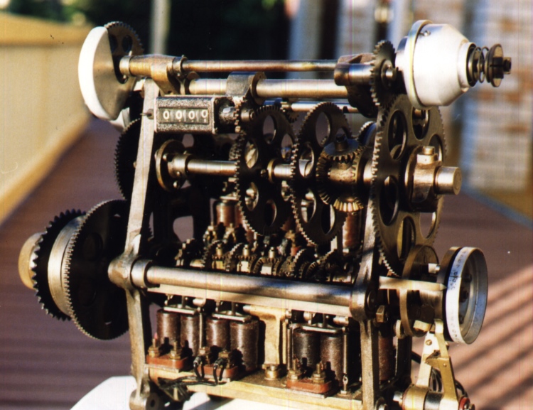 Image of an electro mechanical shaft adder circa 1936