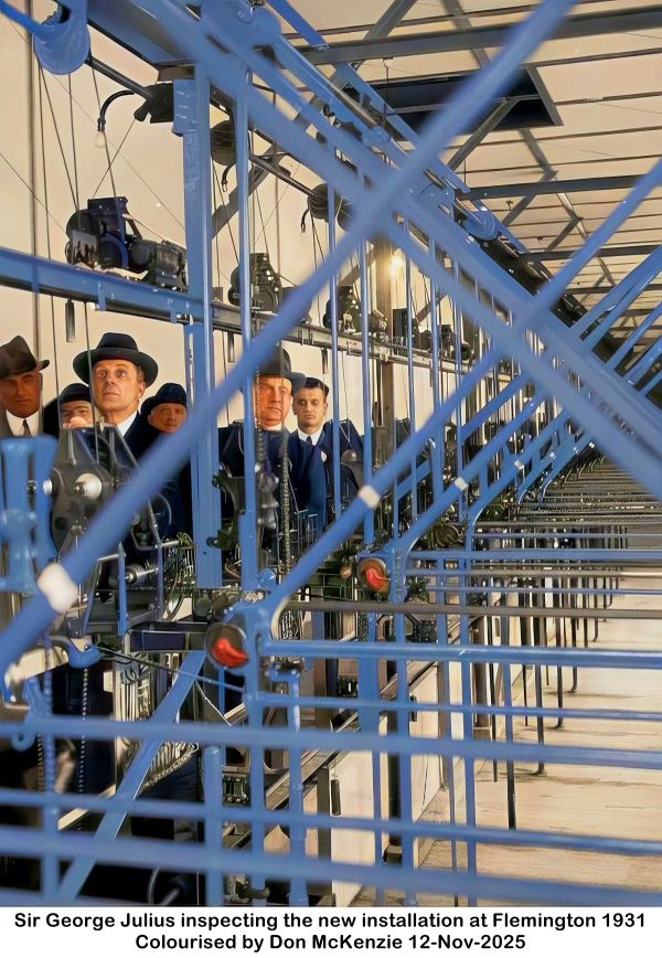 Image of George Julius inspecting the new installation at Flemington