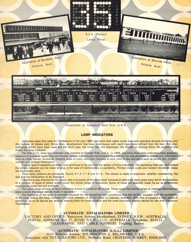 The back of an ATL brochure on the Lamp Indicators