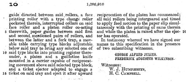 a US patent US1288910 (A) description page 10